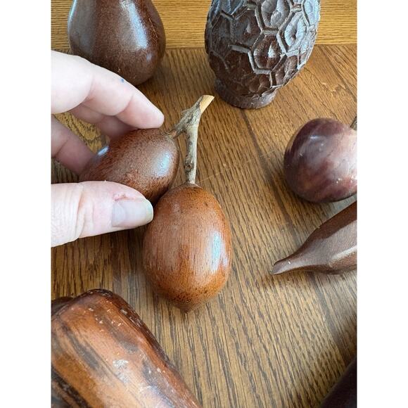 Vintage Wooden Fruit & Vegetables Hand Carved Hardwood MCM Decor - Picture 3 of 11